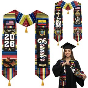 Reversible Graduation Stole Class of 2026 with Gold Tassels V-Neck Satin Grad Sash for High School College in Saudi Arabia