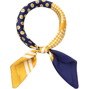 Women Contrast Color Polka Dots Printed Scarf, 27.6x27.6 Square Satin Symmetrical Neck Scarves Neckerchief in Kuwait