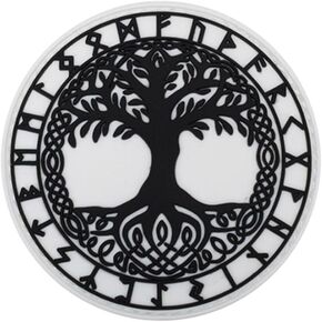 Uijokdef 1 PCS Viking Tree of Life PVC Patch, Norse Runes Design, Black and White, Luminous (White) in Saudi Arabia