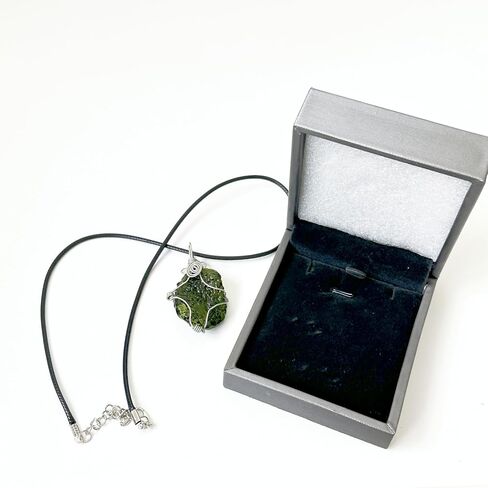 Moldavite Pendant Necklace Genuine Irregular Czech Green Healing Crystal Unique Meteorite Energy Stone Jewelry for Women and Men 4x2cm in Saudi Arabia