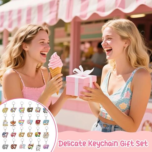 Six Seven Funny Keychains - 24Pcs Funny Meme 6 7 Ice Cream Drip Acrylic Keyring Accessories for Kids Teens, Cartoon Style Pendant Key Chains Gift Bulk for Keys Backpack Back to School Birthday in Saudi Arabia
