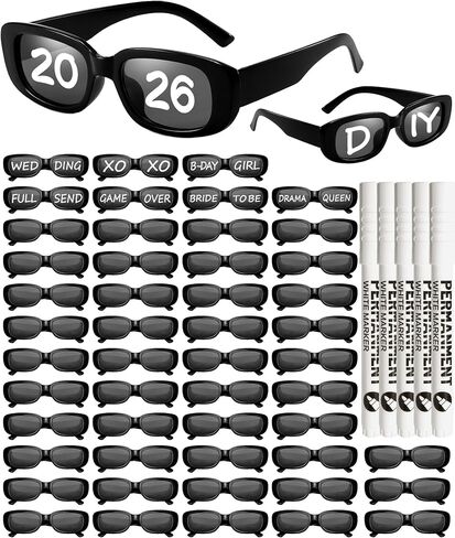Pibupibu 50 Pack Personalized Sunglasses with Marker Pens Fun DIY Custom Glasses Birthday Graduate Wedding in Kuwait