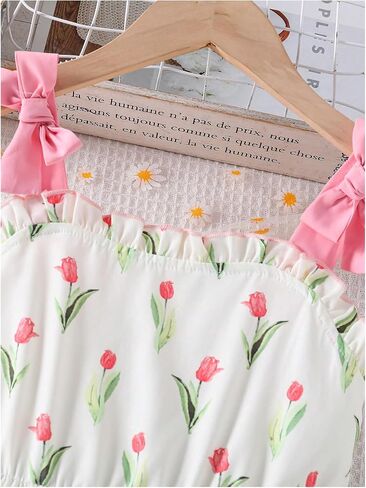 Verdusa Girl's Spring Dress Floral Print Ruffle Bow Flowy Tank Dress Easter Dresses for Girls in Kuwait
