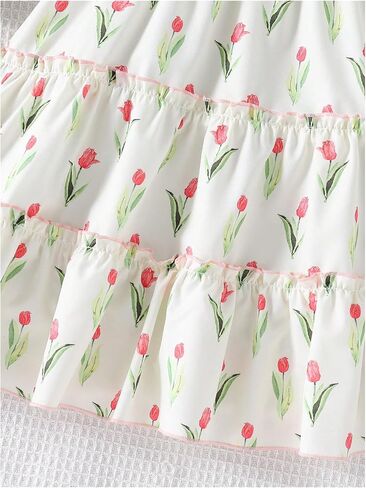 Verdusa Girl's Spring Dress Floral Print Ruffle Bow Flowy Tank Dress Easter Dresses for Girls in Kuwait