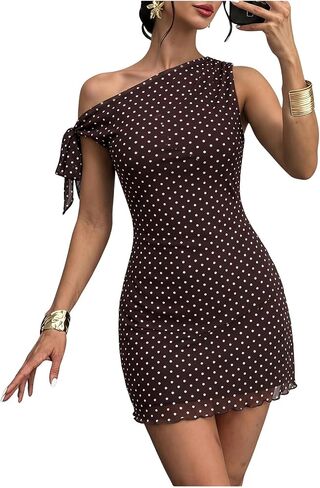 GORGLITTER المرأة غير المتكافئة هيم Bodycon فستان قصير التعادل كتف واحد الأزهار بلا أكمام الزفاف ضيف قلم رصاص فساتين قصيرة in Kuwait