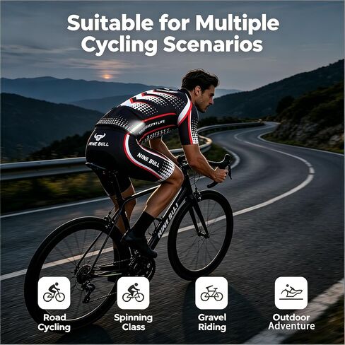 Men's Cycling Jersey Set - Reflective Quick-Dry Biking Shirt and 3D Padded Cycling Bike Shorts Red in Saudi Arabia
