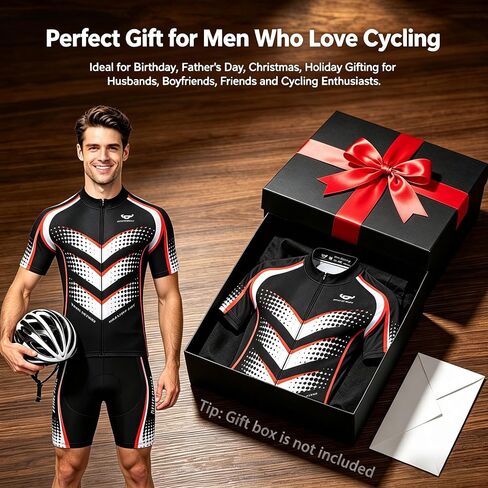 Men's Cycling Jersey Set - Reflective Quick-Dry Biking Shirt and 3D Padded Cycling Bike Shorts Red in Saudi Arabia