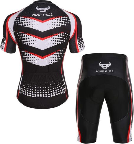 Men's Cycling Jersey Set - Reflective Quick-Dry Biking Shirt and 3D Padded Cycling Bike Shorts Red in Saudi Arabia