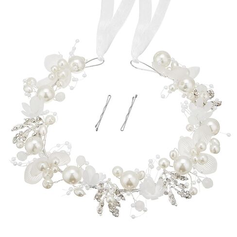 QIUTIMIY Flower Girl Hair Accessory,Princess Headpiece for Bridal Wedding,first communion pearl headpiece for girls Women,Style8 in Saudi Arabia