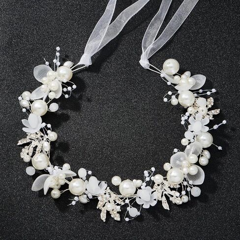 QIUTIMIY Flower Girl Hair Accessory,Princess Headpiece for Bridal Wedding,first communion pearl headpiece for girls Women,Style8 in Saudi Arabia