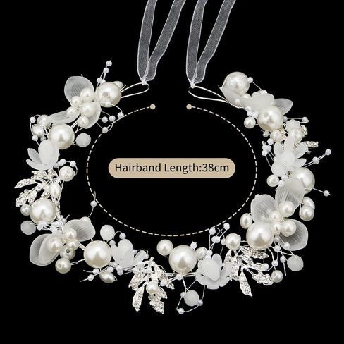 QIUTIMIY Flower Girl Hair Accessory,Princess Headpiece for Bridal Wedding,first communion pearl headpiece for girls Women,Style8 in Saudi Arabia