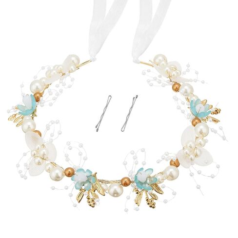 QIUTIMIY Flower Girl Hair Accessory,Princess Headpiece for Bridal Wedding,first communion pearl headpiece for girls Women,Style8 in Saudi Arabia