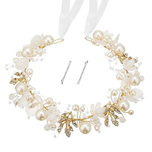 QIUTIMIY Flower Girl Hair Accessory,Princess Headpiece for Bridal Wedding,first communion pearl headpiece for girls Women,Style8 in Saudi Arabia