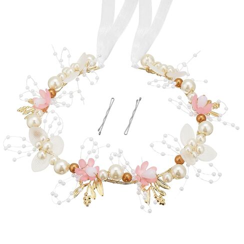 QIUTIMIY Flower Girl Hair Accessory,Princess Headpiece for Bridal Wedding,first communion pearl headpiece for girls Women,Style8 in Saudi Arabia