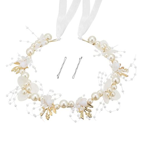 QIUTIMIY Flower Girl Hair Accessory,Princess Headpiece for Bridal Wedding,first communion pearl headpiece for girls Women,Style8 in Saudi Arabia