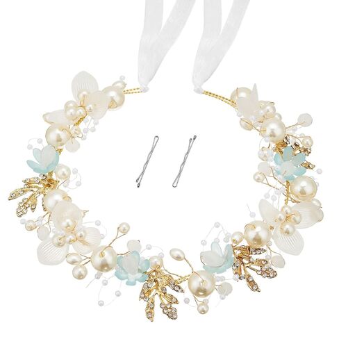 QIUTIMIY Flower Girl Hair Accessory,Princess Headpiece for Bridal Wedding,first communion pearl headpiece for girls Women,Style8 in Saudi Arabia