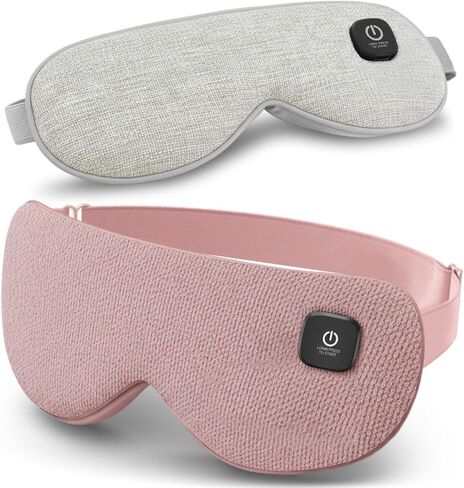 Heated Eye Mask - Cordless Eye Mask for Dry Eyes, Eye Relief, Improved Sleep, 4 Temperature, Washable Eye Heating Pad for Travel and with Replaceable Shell, Dark Pink&Gray in Kuwait