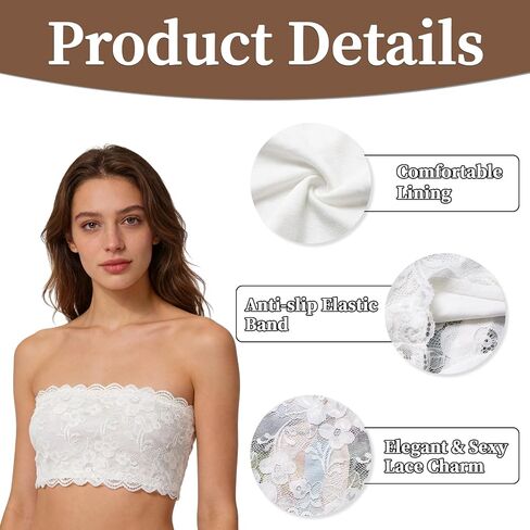 Lace Bandeau,Cleavage Cover,Coverage for Low Necklines,Stretchy Lace Tube Top for Professional & Casual Wear in Kuwait