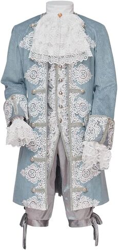 MelangCos Men's Marie Antoinette Costume 18th Century Rococo Tailcoat Suit Masquerade Deluxe Outfit for Prince in Kuwait