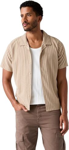 Guess Men's Short Sleeve Resort Blend Textured Shirt in Kuwait