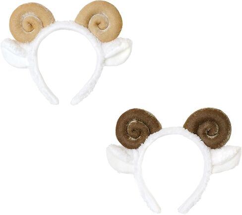 2 Pcs Plush Sheep Horn Headbands, Soft Furry Animal Ears Hair Accessory for Women, Cute Costume Headband for Party, Cosplay in Saudi Arabia