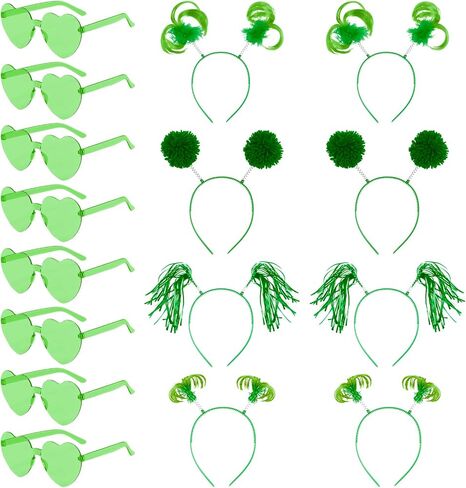 16 Pcs Pom Pom Headbands with Matching Sunglasses, Assorted Colors for Christmas Birthday Party Festivities in Saudi Arabia