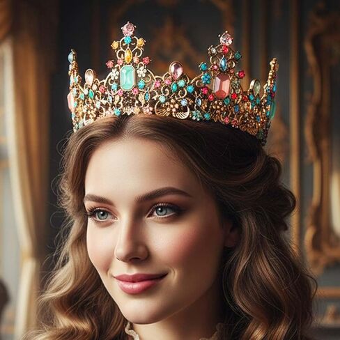 Yean Baroque Rhinestone Crowns and Tiaras Gold Bridal Queen Crown Crystal Wedding Tiara Crown for Women in Saudi Arabia