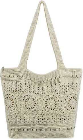 The Sak Crafted Classics Large Carryall - Hand Crochet Women's Purse For Everyday, Travel, Beach Bag - Carryall Shoulder Bag Straps - Natural Medallion in Kuwait