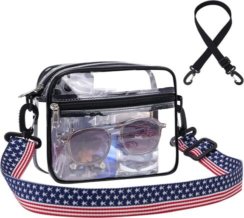 Stadium Clear Bag for Events, 12x6x12 Transparent Purse with 2 Replaceable Straps, Heavy Duty 0.4mm PVC Tote Handbag for Women, Concert Festival Sports Approved Crossbody Shoulder Bag in Saudi Arabia