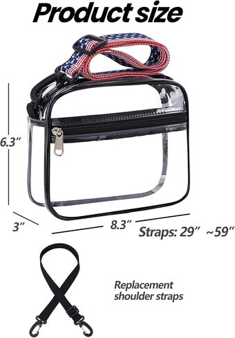 Stadium Clear Bag for Events, 12x6x12 Transparent Purse with 2 Replaceable Straps, Heavy Duty 0.4mm PVC Tote Handbag for Women, Concert Festival Sports Approved Crossbody Shoulder Bag in Saudi Arabia