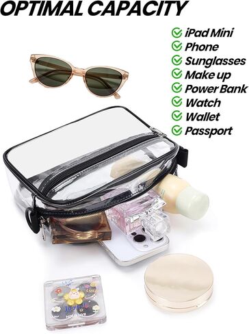 Stadium Clear Bag for Events, 12x6x12 Transparent Purse with 2 Replaceable Straps, Heavy Duty 0.4mm PVC Tote Handbag for Women, Concert Festival Sports Approved Crossbody Shoulder Bag in Saudi Arabia