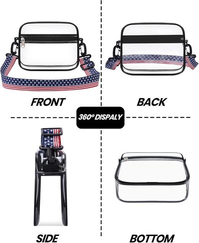 Stadium Clear Bag for Events, 12x6x12 Transparent Purse with 2 Replaceable Straps, Heavy Duty 0.4mm PVC Tote Handbag for Women, Concert Festival Sports Approved Crossbody Shoulder Bag in Saudi Arabia
