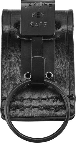 JAY-PEE Black Leather Duty Belt Key Holder, Officer Accessory, Law Enforcement Ring Carrier, Tactical Belt Loop Keychain for Security with Black Detachable Key Ring Safety Hook for up to 2.25" Belts in Saudi Arabia