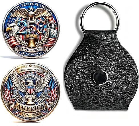 3D US 250th Anniversary Coin Pocket Hug, American Birthday 1776-2026 Patriotic Keychain for Independence Day Veterans in Saudi Arabia