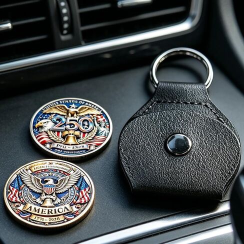 3D US 250th Anniversary Coin Pocket Hug, American Birthday 1776-2026 Patriotic Keychain for Independence Day Veterans in Saudi Arabia