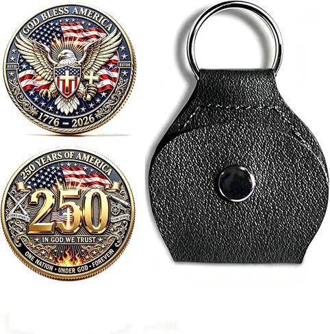 3D US 250th Anniversary Coin Pocket Hug, American Birthday 1776-2026 Patriotic Keychain for Independence Day Veterans in Saudi Arabia