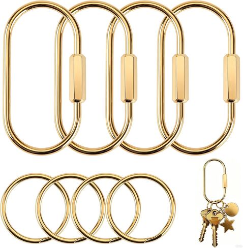 4 Pack Brass Key Rings with Screw Lock & O-Rings, Gold Keychain Organizer Clips for Keys, Bags, EDC Accessories in Saudi Arabia