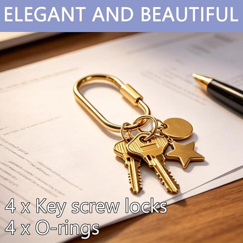 4 Pack Brass Key Rings with Screw Lock & O-Rings, Gold Keychain Organizer Clips for Keys, Bags, EDC Accessories in Saudi Arabia