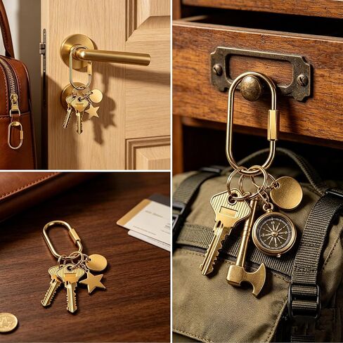 4 Pack Brass Key Rings with Screw Lock & O-Rings, Gold Keychain Organizer Clips for Keys, Bags, EDC Accessories in Saudi Arabia