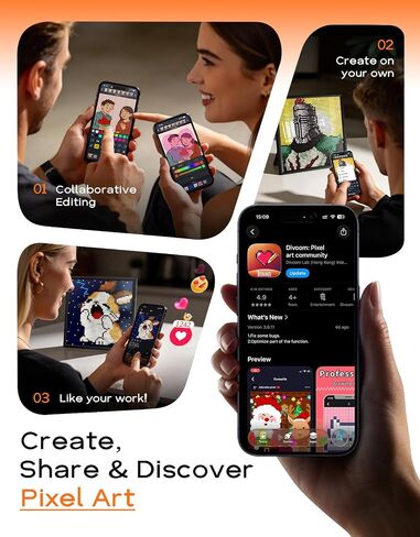 Divoom Pixoo 64, Dual-Band WiFi Pixel Display, 64x64 LED APP Controlled Smart Pixel Art Frame for GIFS, Alarm Clocks, Social Stats, Gaming Room Desk Decor & Wall Mount in Kuwait