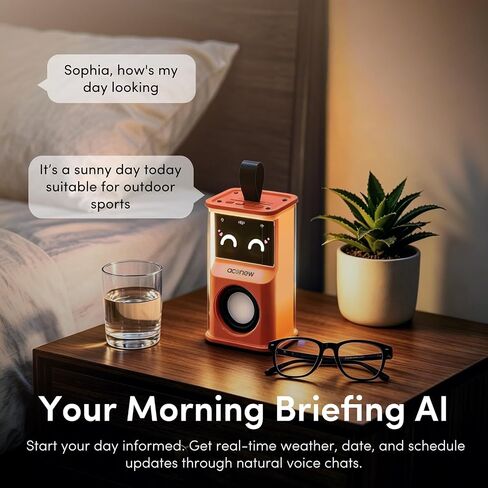 Smart AI Alarm Clock - Sophia Interactive Voice Controlled Bedside Clock, WiFi Network Speaker with Emoji Display, Intelligent Sleep Assistant & Water Reminder,Tech Gift for Men, Women & Office in Saudi Arabia