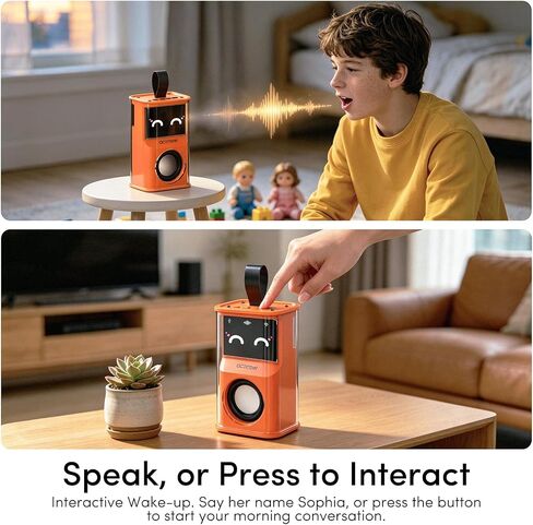 Smart AI Alarm Clock - Sophia Interactive Voice Controlled Bedside Clock, WiFi Network Speaker with Emoji Display, Intelligent Sleep Assistant & Water Reminder,Tech Gift for Men, Women & Office in Saudi Arabia