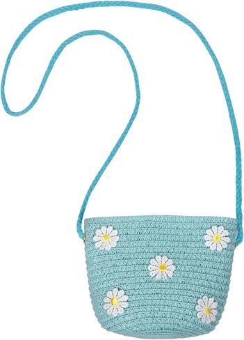 Girl's Floral Embroidery T-Shirt & Matching Woven Crossbody Bag Set, Summer Casual Short-Sleeve Shirts for Girls Ages 3–10 in Kuwait