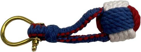 Needzo Monkey Fist Keychain, Red, White & Blue Rope Knot, Nautical Gift, 4.25 Inches in Kuwait