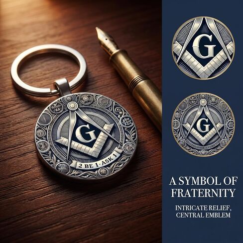 Masonic Keychain, 2 Be 1 Ask 1 Square and Compass Mason Medal, Freemason Masonic Jewelry for Men, Mason Gift in Saudi Arabia