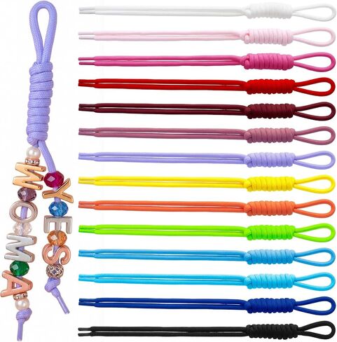 OIIKI 14pcs Paracord Rope Keychain, Colorful Paracord Keychain Rope Bag Charms, Braided Key Chain Lanyard Keyring Code Charms Lanyard Keyring for Purse Key Chain Backpack Handbag- 14 Colors in Kuwait