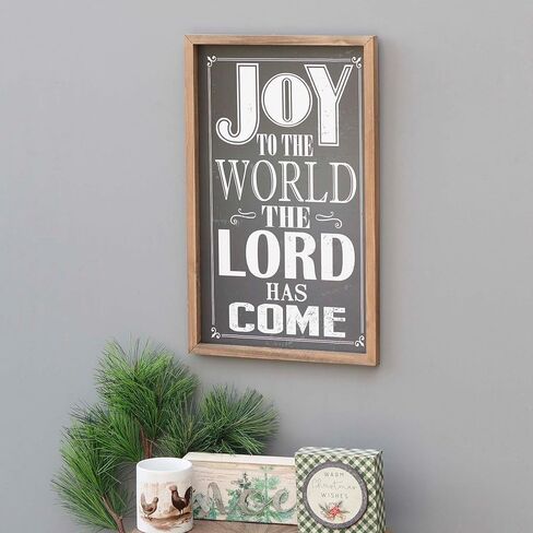 Joy to The World The Lord has Come Christmas Framed Wood Wall Sign, Seasonal Christmas Wall Art, Farmhouse Holiday Decor Black and White in Kuwait