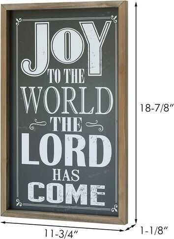 Joy to The World The Lord has Come Christmas Framed Wood Wall Sign, Seasonal Christmas Wall Art, Farmhouse Holiday Decor Black and White in Kuwait