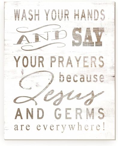 Wash Your Hands And Say Your Prayers Rustic Wood Wall Sign (12x15) in Kuwait