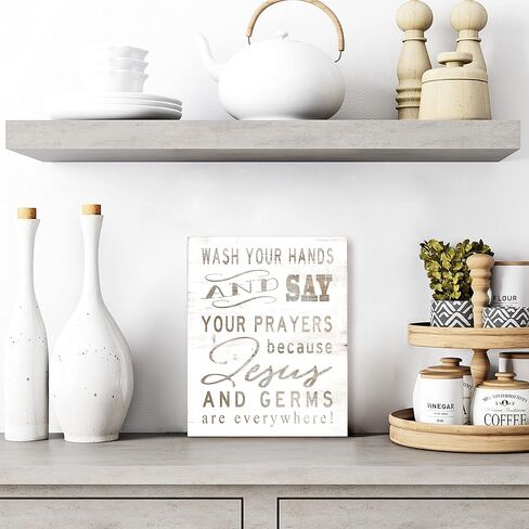 Wash Your Hands And Say Your Prayers Rustic Wood Wall Sign (12x15) in Kuwait